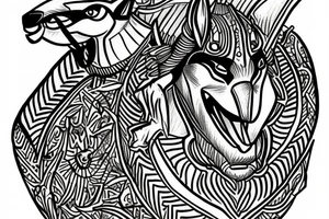 god Anubis with his mouth open. tattoo idea