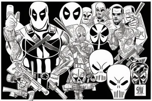 Punisher with Deadpool tattoo idea