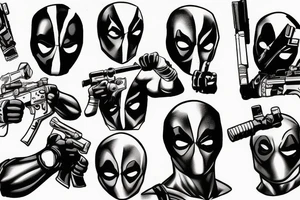 Deadpool with crossed guns tattoo idea