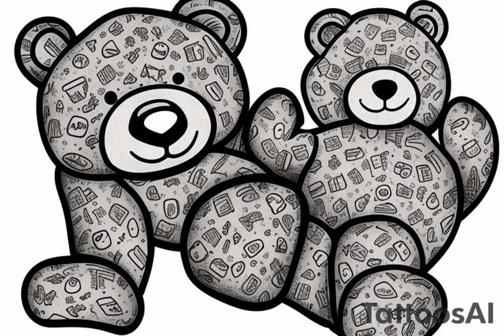 Teddy bear drinking vodka tattoo idea