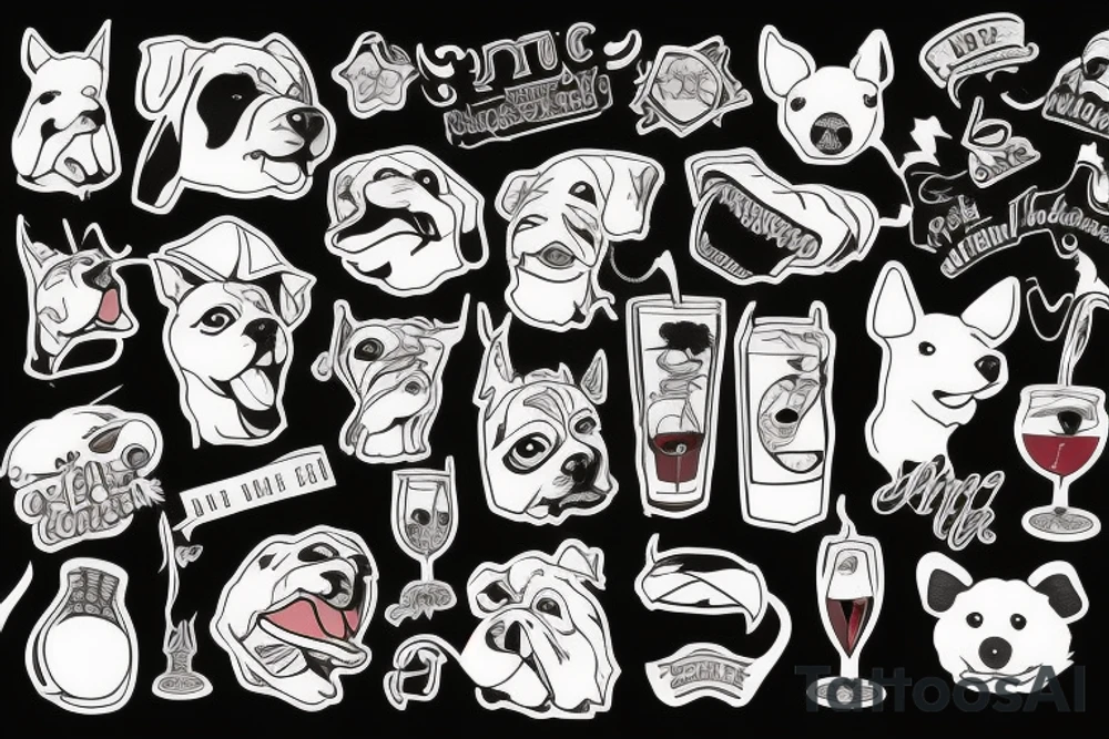 Vinnie pooch drinking tattoo idea