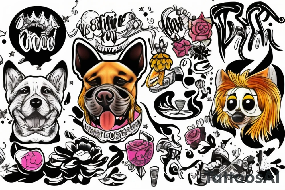 Vinnie pooch drinking tattoo idea