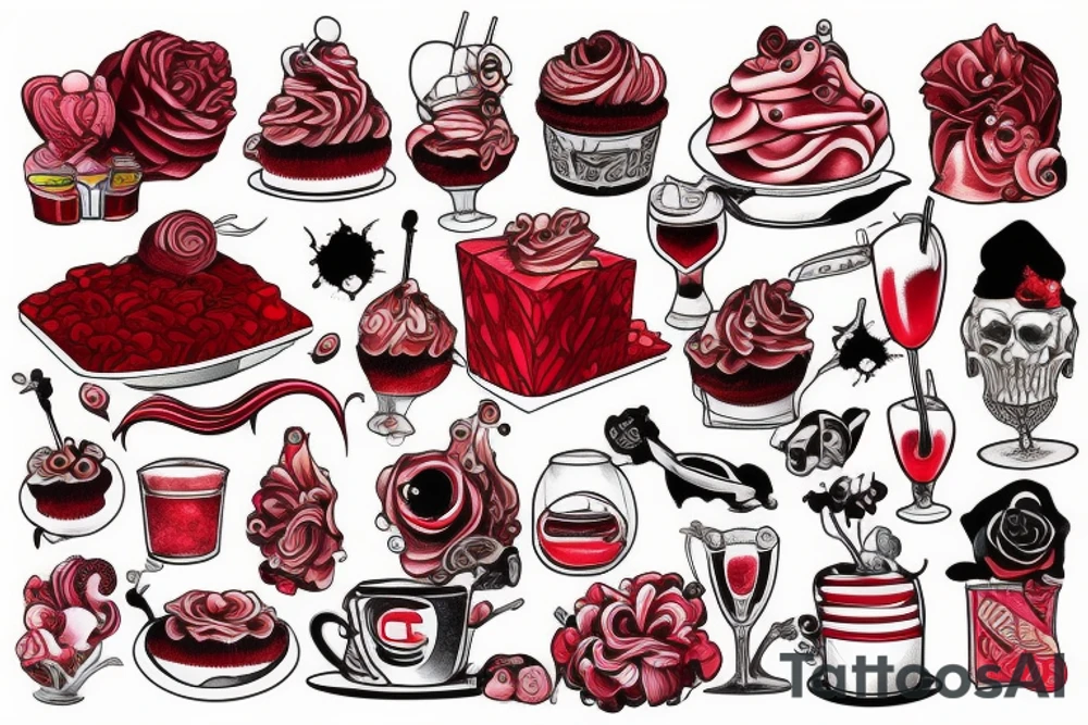 Red velvet drinking tattoo idea