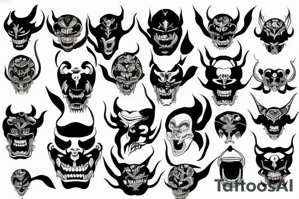 Half hannya mask  half skull tattoo idea