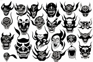 Half hannya mask  half skull tattoo idea