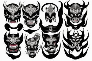 Half hannya mask  half skull tattoo idea