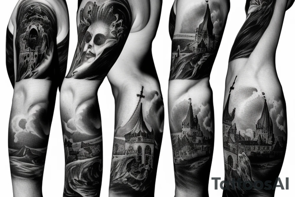 Church on fire tattoo idea