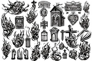 Church on fire tattoo idea