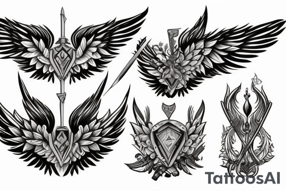 Wings with sword in the middle tattoo idea
