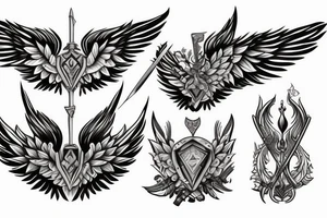 Wings with sword in the middle tattoo idea