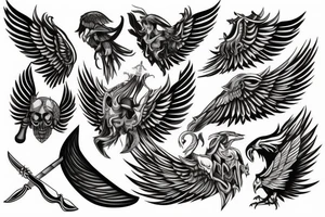 Wings with sword in the middle tattoo idea