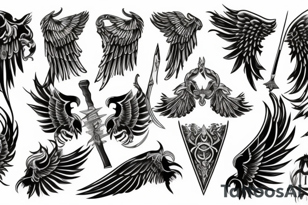 Wings with sword tattoo idea