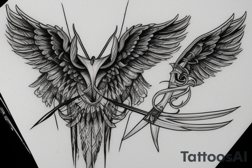 Wings with sword tattoo idea