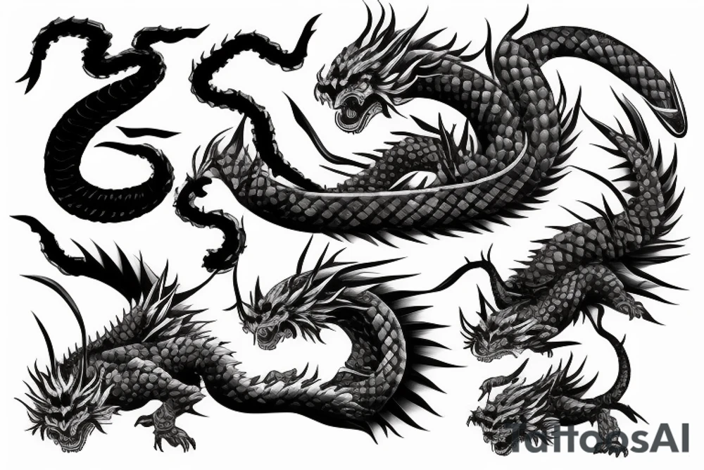 Japanese samurai fighting with Japanese dragon tattoo idea
