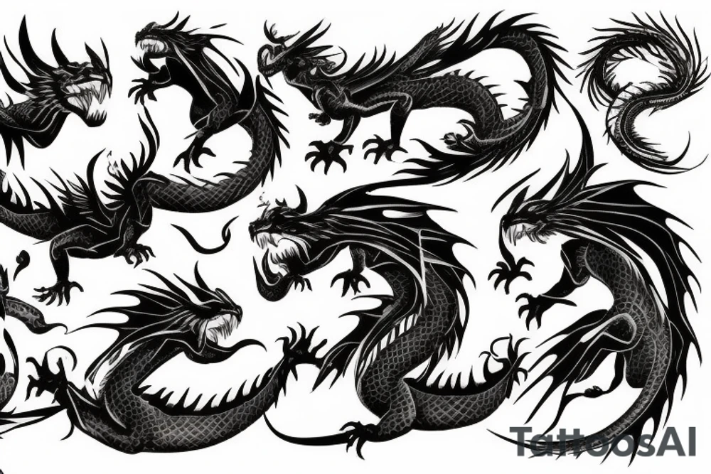 Dragon pheonix fight tattoo idea