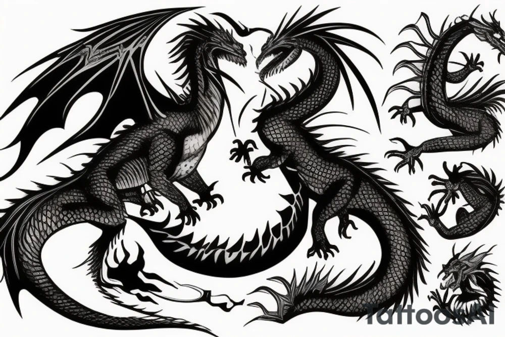 Dragon pheonix fight tattoo idea