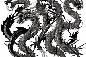 Japanese samurai fighting with Japanese dragon tattoo idea