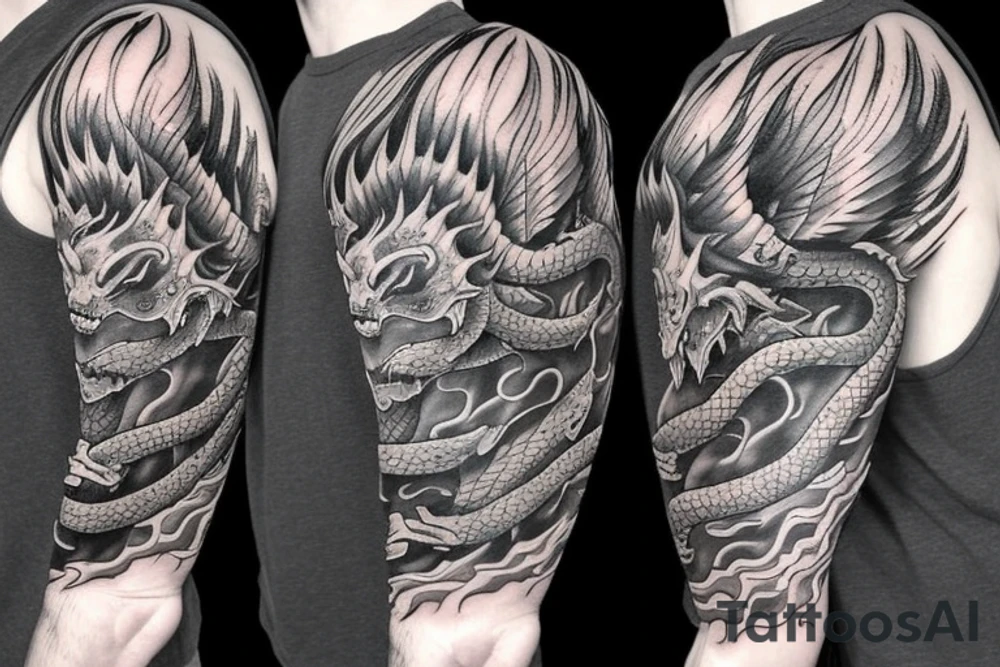 Dragon whit flames tattoo idea