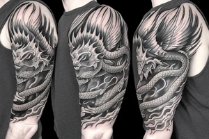 Dragon whit flames tattoo idea