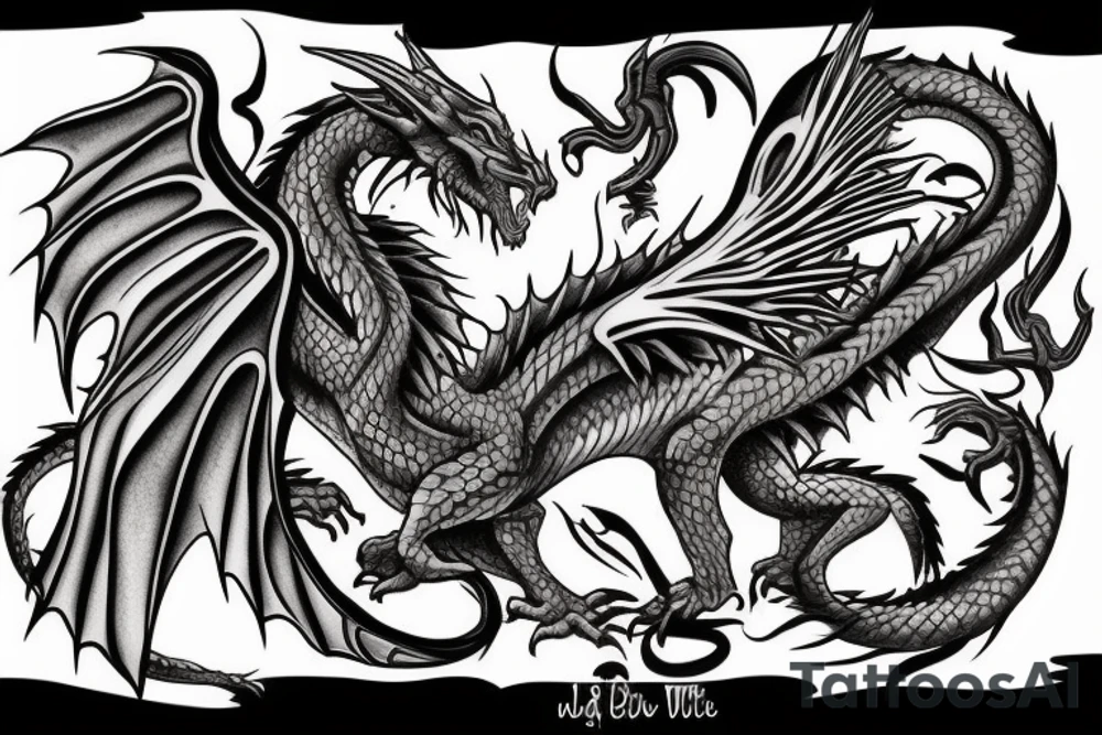 Dragon whit flames tattoo idea