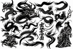 Japanese samurai fighting with Japanese dragon tattoo idea