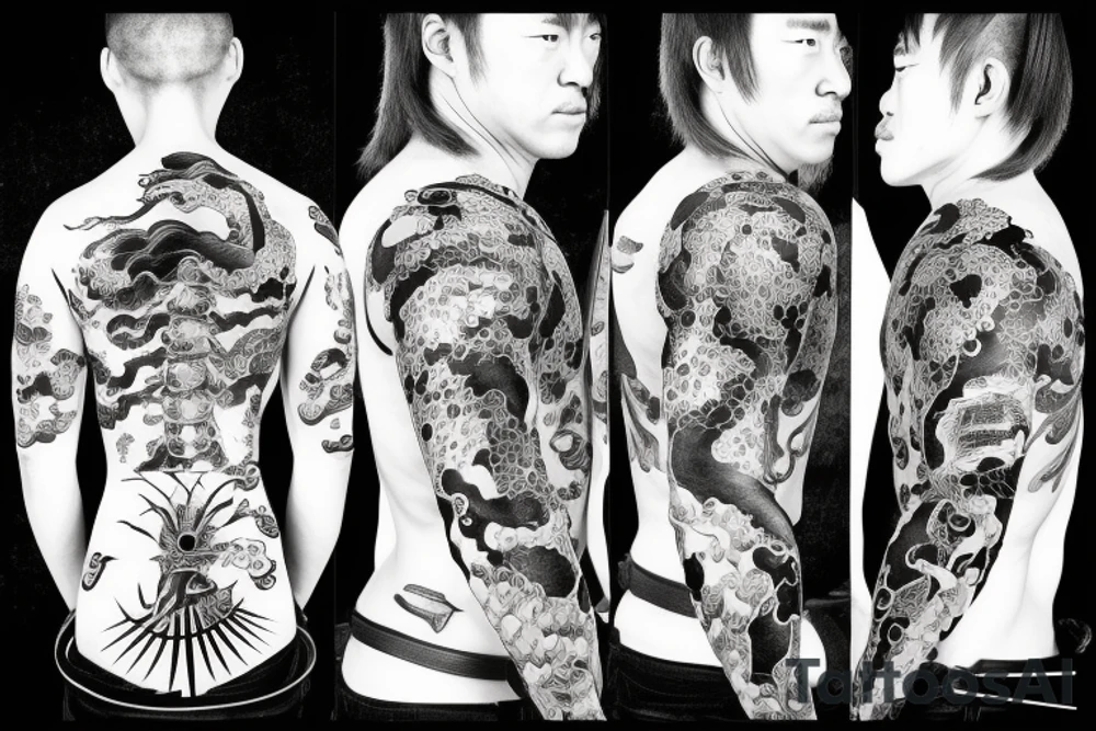 Japanese samurai fighting with Japanese dragon tattoo idea Japanese samurai fighting with Japanese dragon tattoo idea