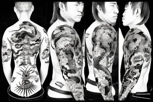 Japanese samurai fighting with Japanese dragon tattoo idea