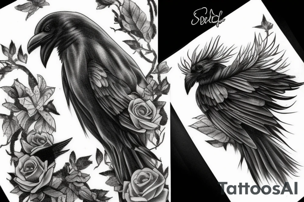 Forest moon raven tattoo idea