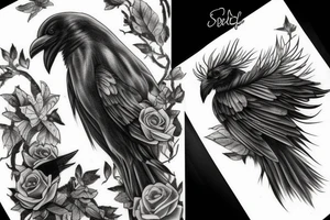 Forest moon raven tattoo idea