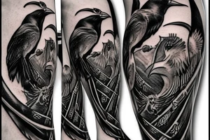 Viking, ship, raven, odin tattoo idea
