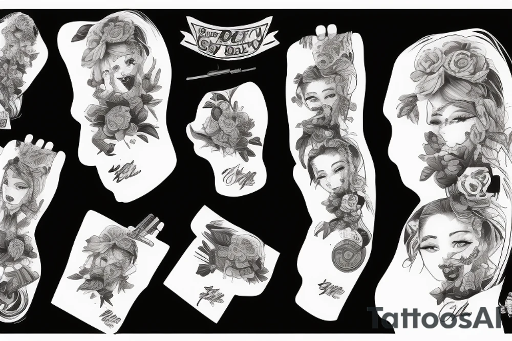 Beaty girl with gun tattoo idea