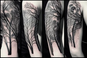 Forest and moon tattoo idea
