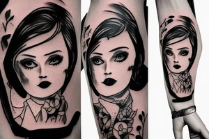 Beauty girl with gun tattoo idea