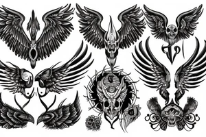 Wings with animal skull capricorn tattoo idea
