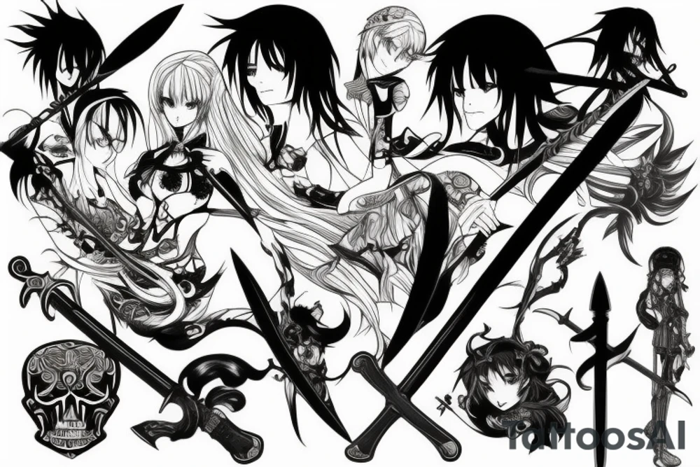Death with sword anime tattoo idea