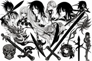 Death with sword anime tattoo idea