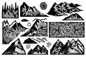 Forest mountains tattoo idea
