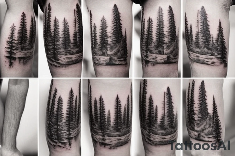 Forest mountains tattoo idea