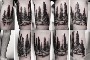Forest mountains tattoo idea