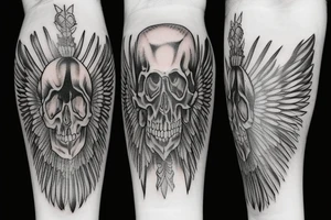 Fingers wings with skull tattoo idea