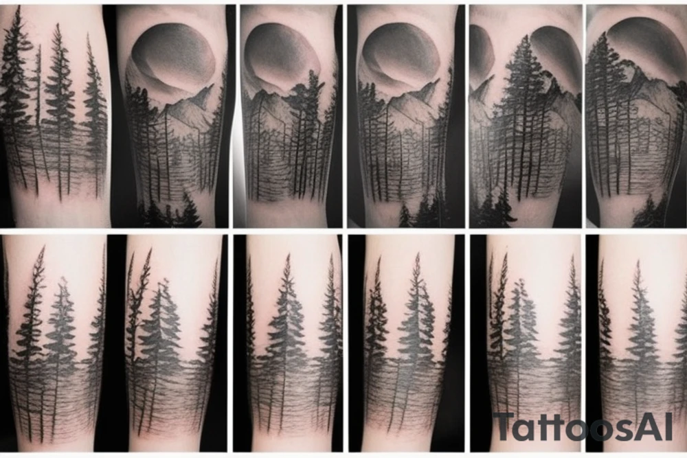 Forest mountains tattoo idea