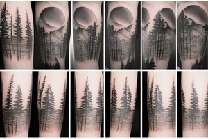 Forest mountains tattoo idea