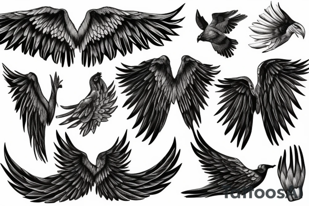 Fingers wings tattoo idea