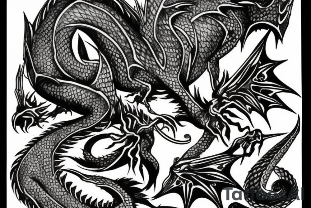 Dark dragon witch bones tattoo idea
