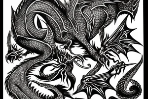 Dark dragon witch bones tattoo idea
