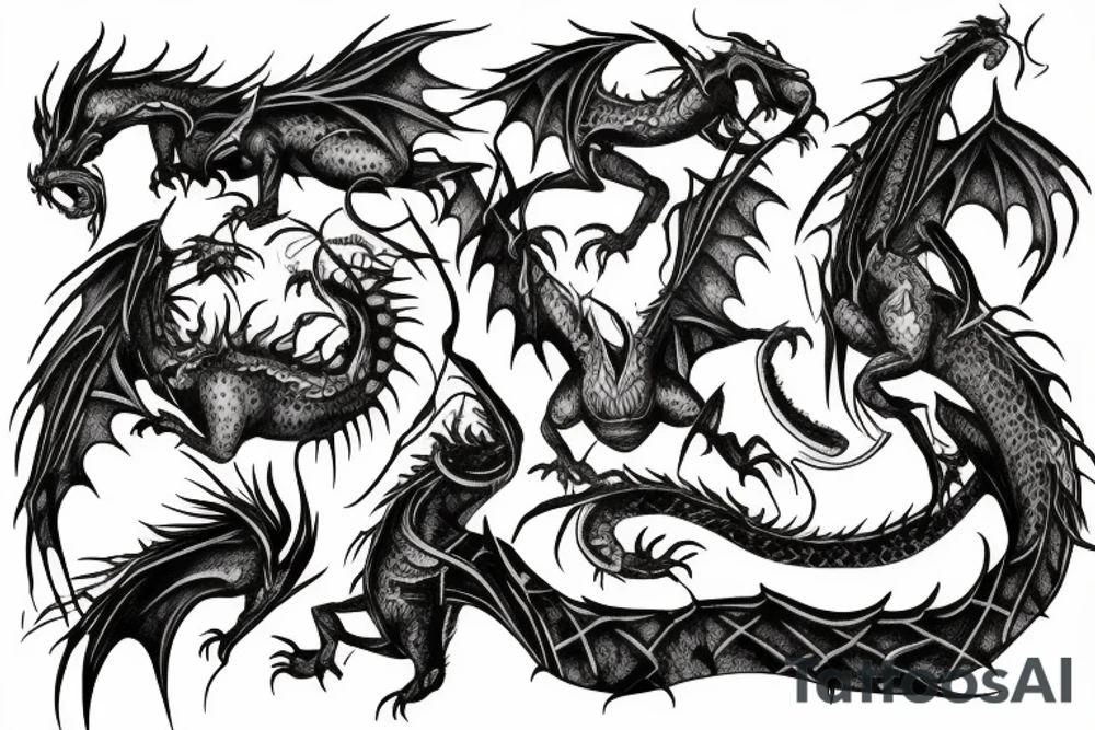 Dark dragon witch bones tattoo idea