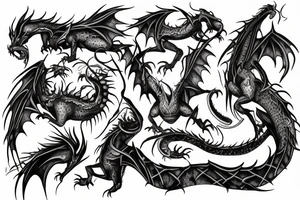 Dark dragon witch bones tattoo idea