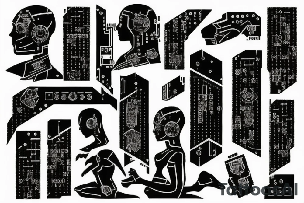 Cyberpunk with binary Code tattoo idea