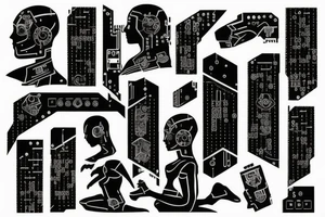 Cyberpunk with binary Code tattoo idea