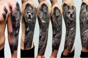 The tattoo has to be realistic and has to contain animals living in the forest, for example, a bear, a spider, a snake tattoo idea